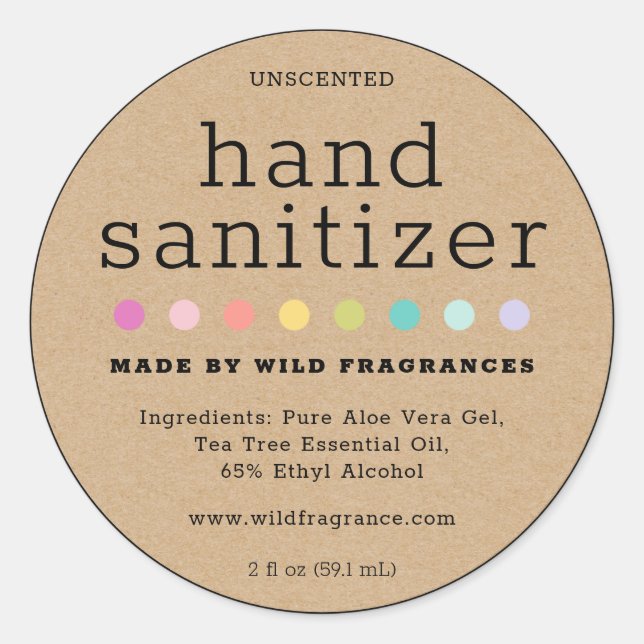 Minimalist Hand Sanitizer Soap Brand Faux Kraft Classic Round Sticker (Front)