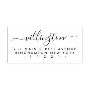 Minimalist Hand-written Family Name Return Address Rubber Stamp