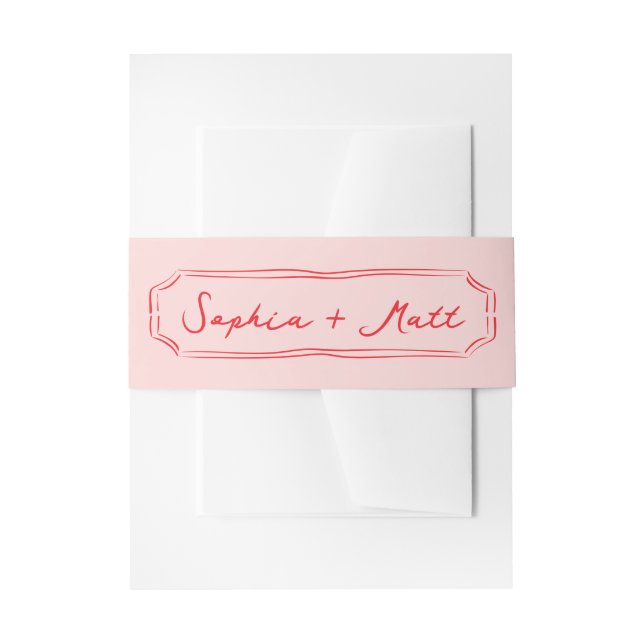 Minimalist Hand Written Wedding Invitation Belly Band (Front Example)