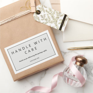 Minimalist Handle With Care Packaging Shipping Rectangular Sticker