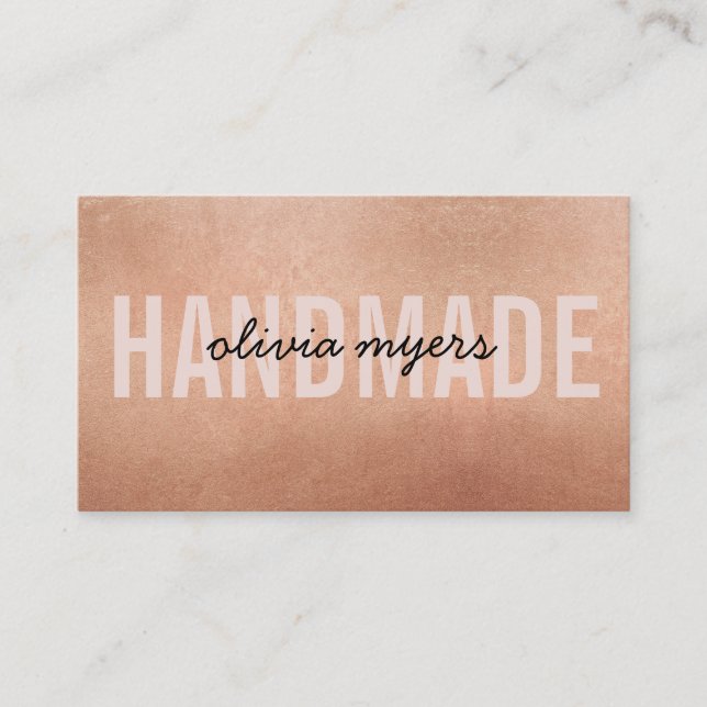 MINIMALIST HANDMADE simple blush pink rose gold Business Card (Front)