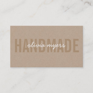 MINIMALIST HANDMADE simple kraft look white black Business Card