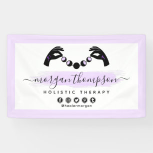 Minimalist Hands & Moon Phases Metaphysical Reiki Banner