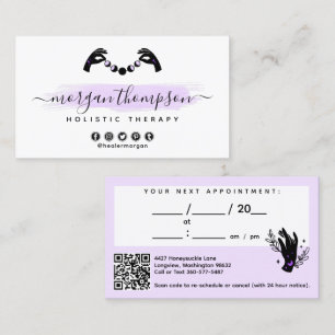 Minimalist Hands & Moon Phases Reiki Appointment Business Card