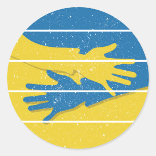 Minimalist Hands Support Ukraine, Save Ukraine Classic Round Sticker