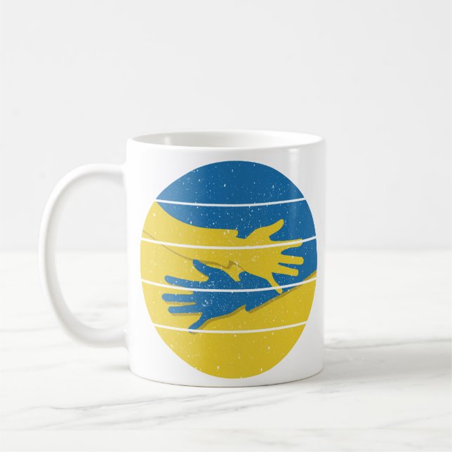 Minimalist Hands Support Ukraine, Save Ukraine Coffee Mug (Left)