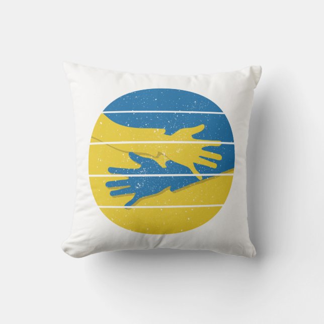 Minimalist Hands Support Ukraine, Save Ukraine Cushion (Front)