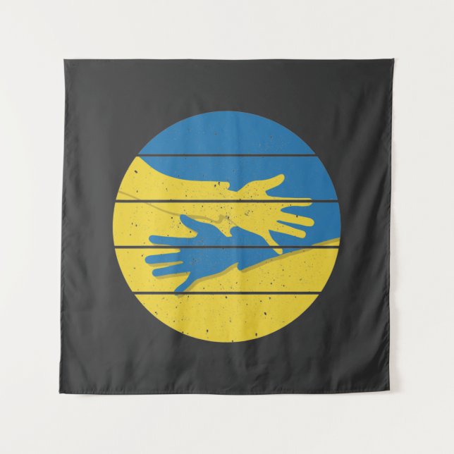 Minimalist Hands Support Ukraine, Save Ukraine Tapestry (Front)