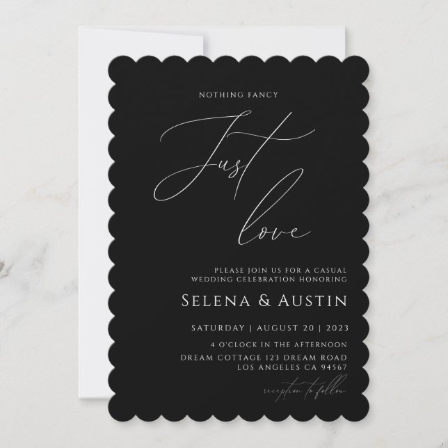 Minimalist Handscript Nothing Fancy Just Love  Inv Invitation (Front)