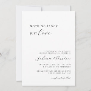 Minimalist Handscript Nothing Fancy Just Love  Invitation