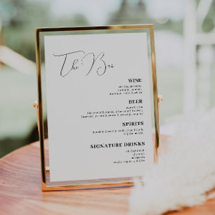 Minimalist Handscript Wedding Drinks Bar Menu  Poster