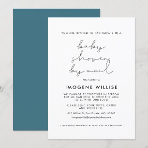 Minimalist handwritten Baby shower by mail Invitation
