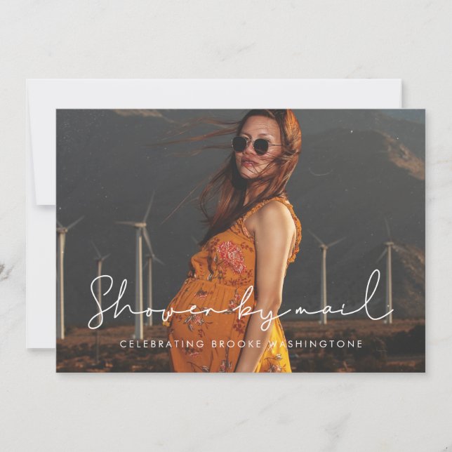 Minimalist handwritten Baby Shower by mail photo Invitation (Front)