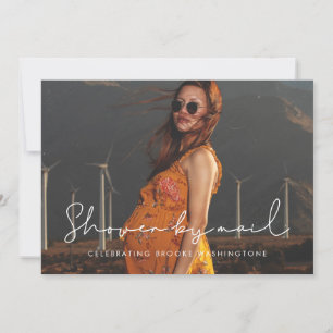 Minimalist handwritten Baby Shower by mail photo Invitation
