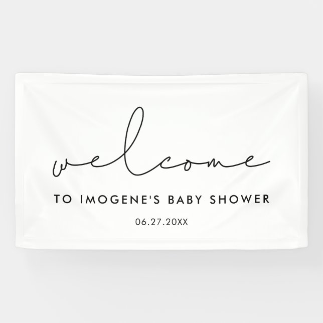 Minimalist handwritten Baby shower Welcome Banner (Horizontal)