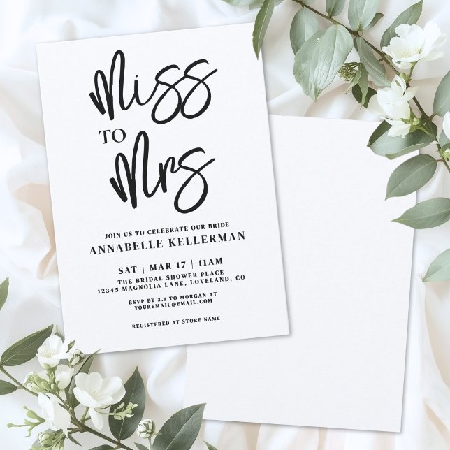 Minimalist Handwritten Black Script Bridal Shower Invitation (Minimalist Handwritten Black Script Bridal Shower Invitation)