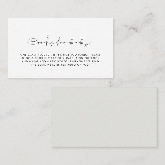 Minimalist handwritten Books for baby request card (Front/Back)