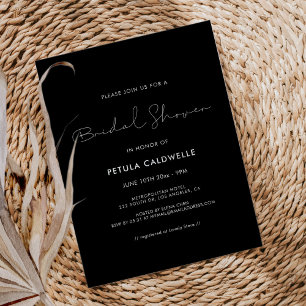 Minimalist handwritten bridal shower invitation postcard