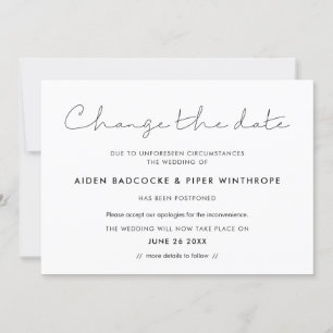Minimalist handwritten Change the date update Invitation