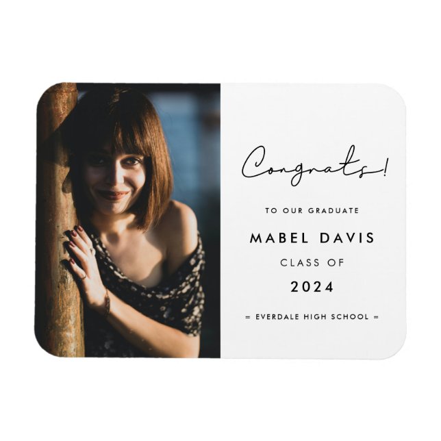 Minimalist handwritten Congrats graduate photo Magnet (Horizontal)