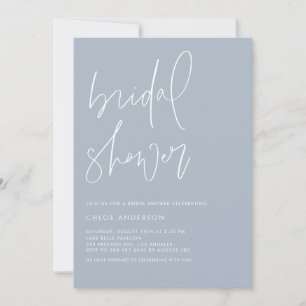 Minimalist Handwritten Dusty Blue Bridal Shower Invitation