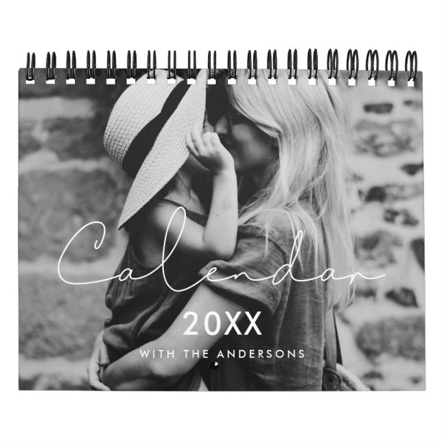 Minimalist handwritten family photo 2026 calendar (Cover)