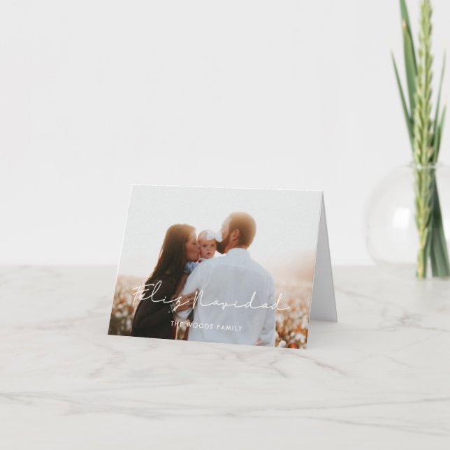 Minimalist Handwritten Feliz Navidad Photo Holiday Card (Front)