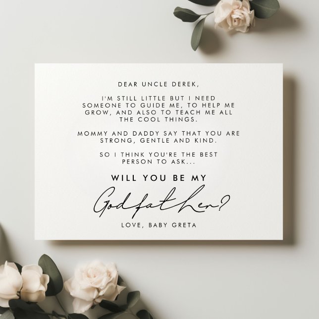 Minimalist handwritten Godfather proposal card (Creator Uploaded)