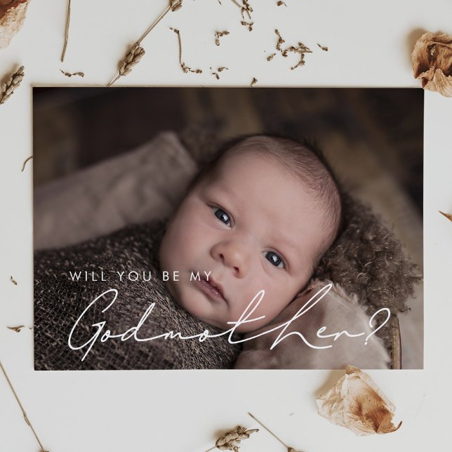 Minimalist handwritten Godmother proposal card (will you be my godmother card)