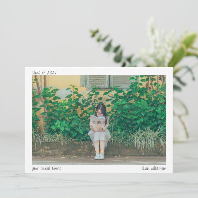 Minimalist Handwritten Graduate Photo Graduation Announcement (Standing Front)