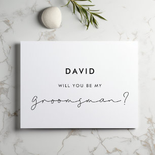 Minimalist handwritten groomsman proposal card