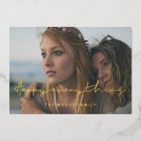 Minimalist Handwritten Happy Everything Photo Gold