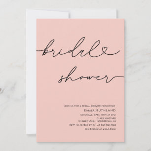 Minimalist Handwritten Heart Bridal Shower Invitat Invitation