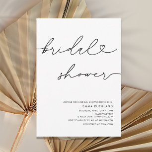 Minimalist Handwritten Heart Bridal Shower Invitation