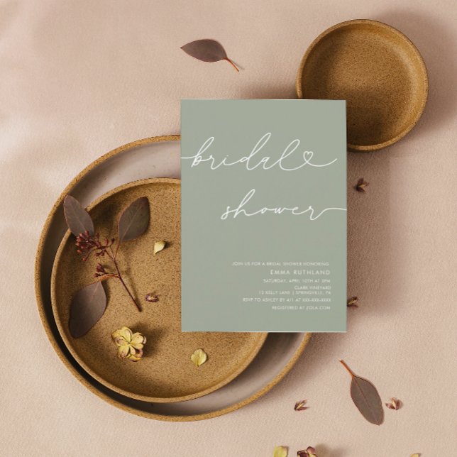 Minimalist Handwritten Heart Bridal Shower Invitation (Creator Uploaded)