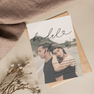 Minimalist Handwritten Heart Bridal Shower  Invitation