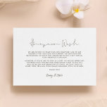 Minimalist handwritten Honeymoon wish Enclosure Card<br><div class="desc">Choose a minimalist calligraphy for your wedding stationery. Modern and striking,  it will suit all your needs. Easily customisable,  you change the text colour or the background as you like.</div>