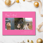 Minimalist Handwritten Hot Pink Multi Photo Four Holiday Card<br><div class="desc">Share your holiday cheer with this Minimalist Handwritten Hot Pink Multi Photo Four Holiday Card. Featuring a vibrant hot pink handwritten script and space for four of your favourite photos, this card combines simplicity with a bold pop of colour. Perfect for showcasing cherished memories, this modern design is ideal for...</div>