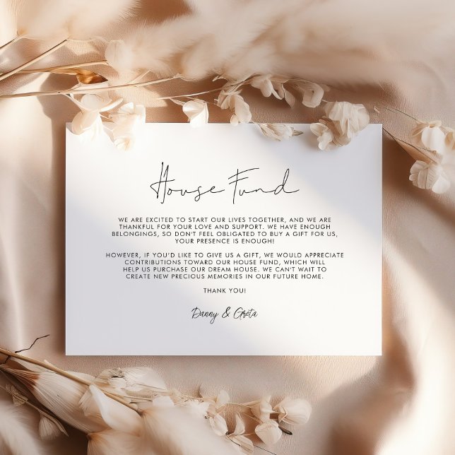 Minimalist handwritten House fund Enclosure Card (Creator Uploaded)