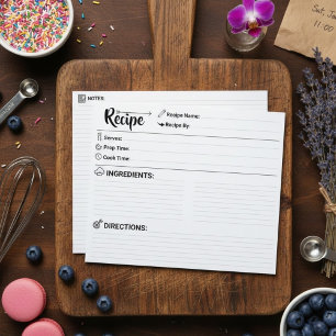 Minimalist Handwritten kitchen Refill Recipe Cards