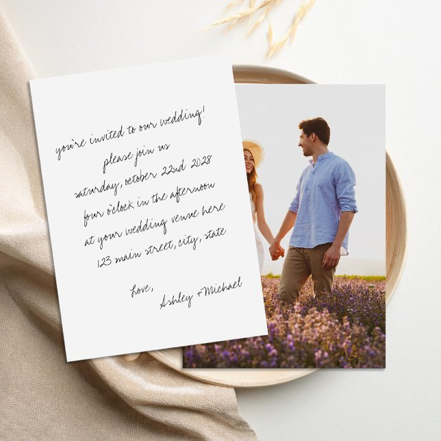 Minimalist Handwritten Letter Photo Wedding Invitation (Creator Uploaded)
