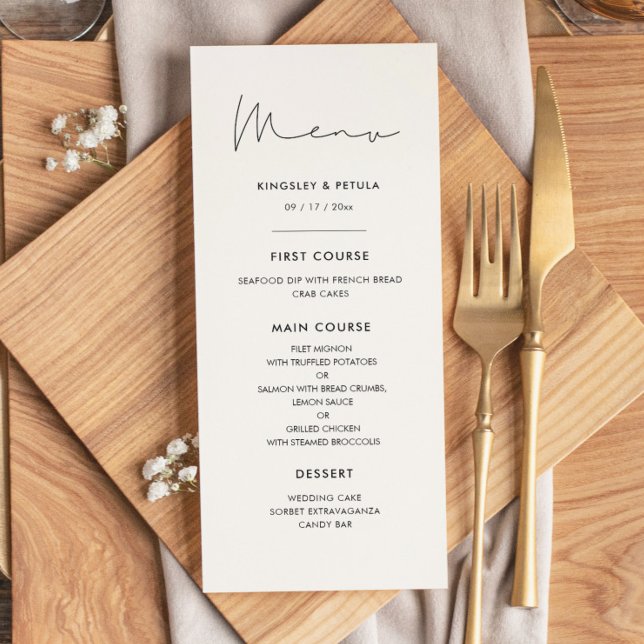 Minimalist handwritten menu (Creator Uploaded)