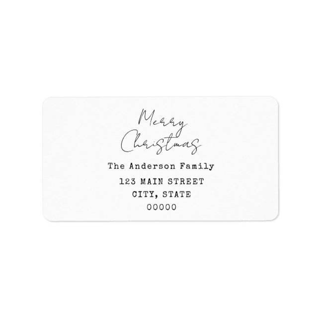 Minimalist Handwritten Merry Christmas Label (Front)