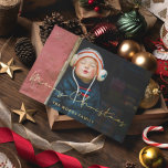 Minimalist Handwritten Merry Christmas Photo Gold Foil Holiday Card<br><div class="desc">Merry Christmas card! A modern and minimalist typography for this Holiday photo card with real gold foil.</div>