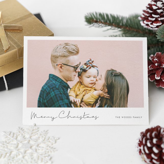 Minimalist Handwritten Merry Christmas Photo Holiday Card (Creator Uploaded)