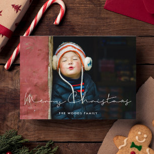 Minimalist Handwritten Merry Christmas Photo Holiday Card