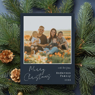 Minimalist Handwritten Merry Christmas Photo Holiday Card