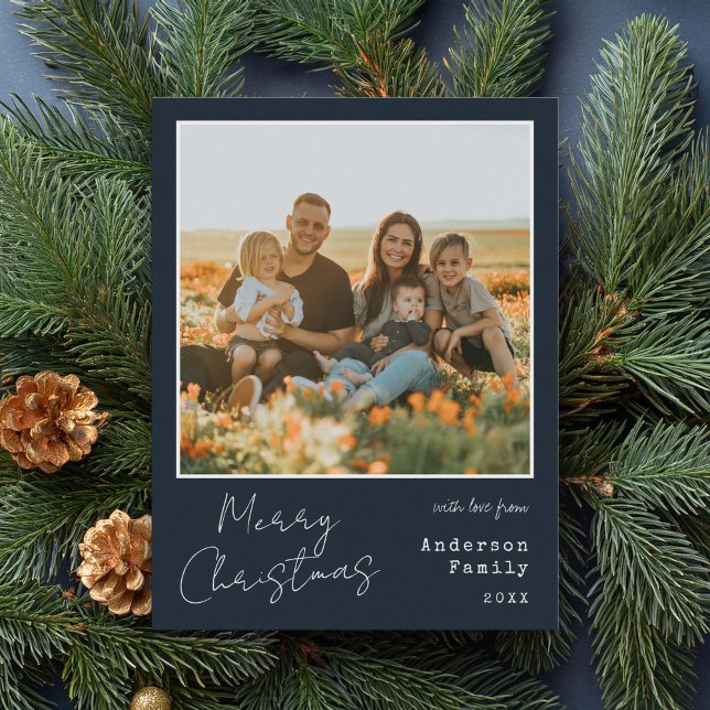 Minimalist Handwritten Merry Christmas Photo Holiday Card (Creator Uploaded)