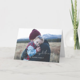 Minimalist Handwritten Merry Everything Photo Holiday Card