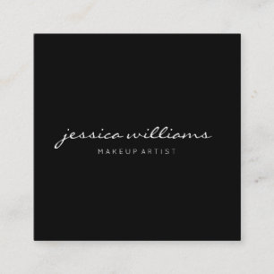 Minimalist Handwritten Modern Professional Black Square Business Card